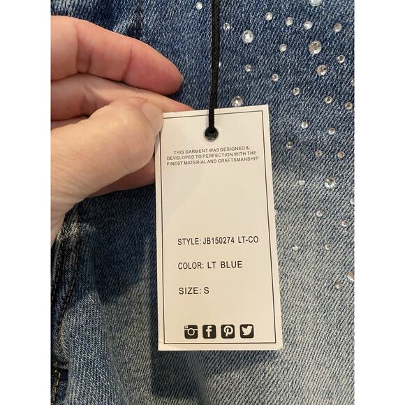 NWT Judy Blue Jean Shorts Women Small High Waist Rhinestone Cut Offs Festival - Picture 8 of 16